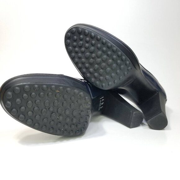 Tod's Women's Patent Leather Penny Loafer Pumps Blue Size EU 35/US 5 block heel - Picture 13 of 15